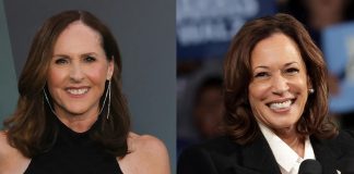 Molly Shannon and Kamala Harris