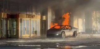 Cybertruck On Fire Outside Trump Hotel